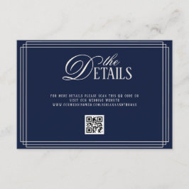 Deep Blue Old Money Wedding Details  エンクロージャーカード