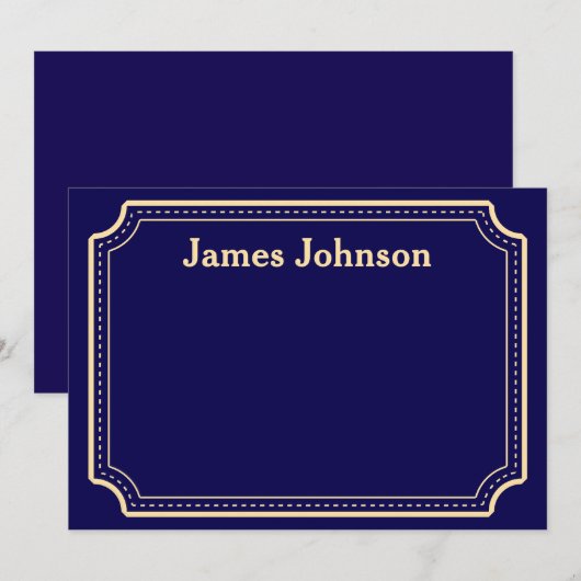 Deep blue Retro Bold Serif Desk Name Plate ノートカード (正面/裏面)