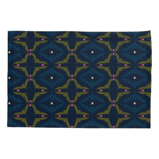 Deep Blue Retro Vintage Pattern  枕カバー (裏面)