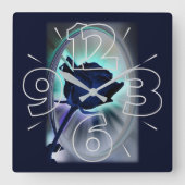 Deep blue rose スクエア壁時計 (正面)