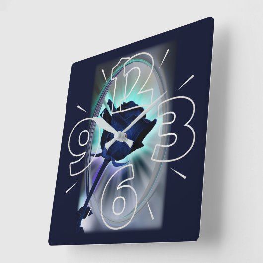 Deep blue rose スクエア壁時計 (傾斜)