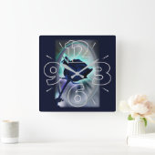 Deep blue rose スクエア壁時計 (ホーム)