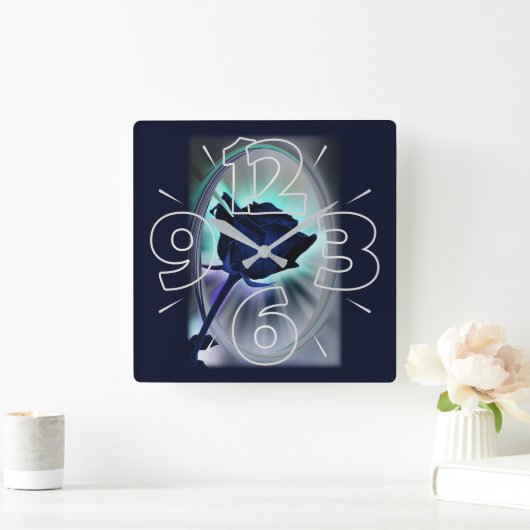 Deep blue rose スクエア壁時計 (ホーム)