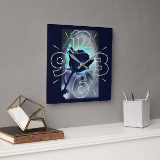 Deep blue rose スクエア壁時計