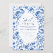 Deep Blue Roses Digital Invitation Sweet Sixteen 招待状 (正面)