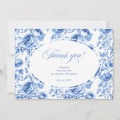 Deep Blue Roses Wedding Thank You Card サンキューカード (正面)