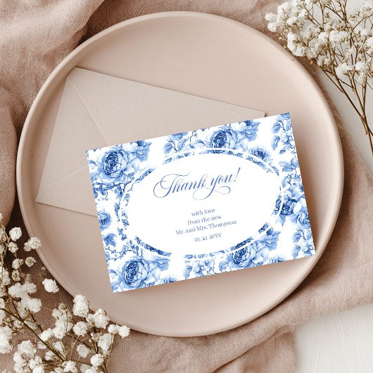 Deep Blue Roses Wedding Thank You Card サンキューカード
