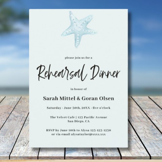 Deep Blue Sea Wedding Rehearsal Dinner 招待状