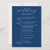 Deep Blue Weekend Timeline | Nautical Navy Wedding 招待状 (裏面)