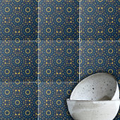 Deep Blue Yellow Mosaic Ethnic Boho Chic Pattern タイル