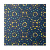 Deep Blue Yellow Mosaic Ethnic Boho Chic Pattern タイル (正面)