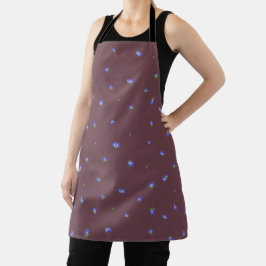 Deep Bordeaux Japanese Gentian Floral Pattern エプロン