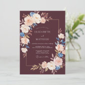 Deep Burgundy Aesthetic Autumnal Wedding 招待状 (スタンド正面)