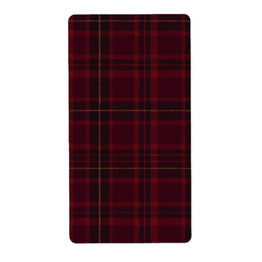 Deep Burgundy Blackwatch Tartan Plaid Pattern ラベル (正面)
