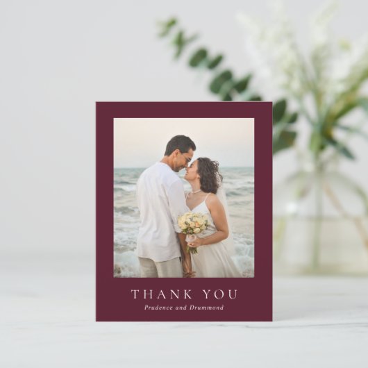 Deep Burgundy Budget Wedding Thank You Card (スタンド正面)