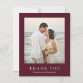 Deep Burgundy Budget Wedding Thank You Card (正面)