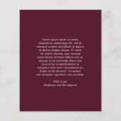 Deep Burgundy Budget Wedding Thank You Card チラシ (裏面)