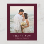 Deep Burgundy Budget Wedding Thank You Card チラシ (正面)