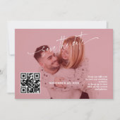 Deep Burgundy Calligraphy QR Code Photo Wedding   セーブザデート (正面)