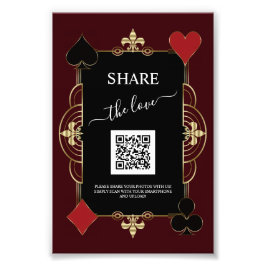 Deep Burgundy Casino Share Photo QR Code Wedding  フォトプリント