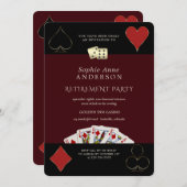 Deep Burgundy Casino Vegas Poker Retirement Party  招待状 (正面/裏面)