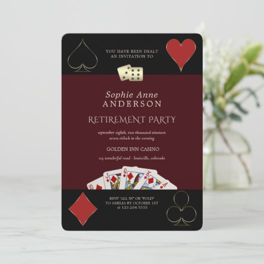 Deep Burgundy Casino Vegas Poker Retirement Party  招待状 (スタンド正面)