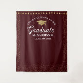 Deep Burgundy Class Of 2026 Graduation Backdrop タペストリー (正面)