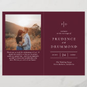 Deep Burgundy Classic Budget Wedding Program チラシ (正面)