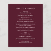 Deep Burgundy Classic Budget Wedding Program チラシ (裏面)