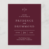 Deep Burgundy Classic Wedding Program (正面)
