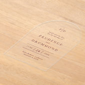 Deep Burgundy Classic Wedding Save the Date アクリル招待状 (レイダウン)