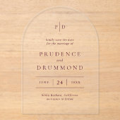 Deep Burgundy Classic Wedding Save the Date アクリル招待状 (正面)