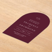 Deep Burgundy Classic Wedding Save the Date アクリル招待状 (レイダウン)