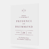 Deep Burgundy Elegant Classic Wedding アクリルサイン (傾斜)