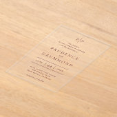 Deep Burgundy Elegant Classic Wedding アクリル招待状 (レイダウン)