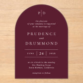 Deep Burgundy Elegant Classic Wedding アクリル招待状 (正面)