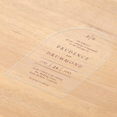 Deep Burgundy Elegant Classic Wedding アクリル招待状 (レイダウン)