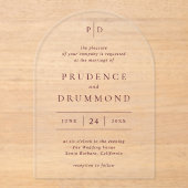 Deep Burgundy Elegant Classic Wedding アクリル招待状 (正面)