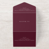Deep Burgundy Elegant Classic Wedding オールインワン招待状 (外側)