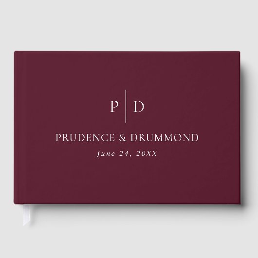 Deep Burgundy Elegant Classic Wedding ゲストブック (正面)
