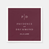 Deep Burgundy Elegant Classic Wedding スタンダードカクテルナプキン (正面)