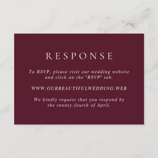 Deep Burgundy Elegant Classic Wedding 出欠カード (正面)