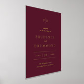 Deep Burgundy Elegant Classic Wedding Foil Sign 箔ポスター (レイダウン)