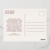 Deep Burgundy Elegant Classic Wedding Thank You 箔招待状ポストカード (裏面)