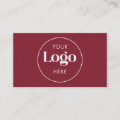 Deep Burgundy Elegant Custom Company Logo QR Code 名刺 (正面)