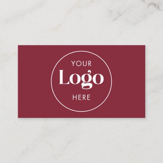 Deep Burgundy Elegant Custom Company Logo QR Code 名刺 (正面)