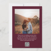 Deep Burgundy Elegant QR Code Classic Wedding 招待状 (裏面)