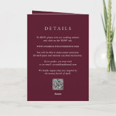 Deep Burgundy Elegant QR Code Classic Wedding 招待状 (裏面)
