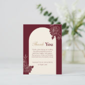 Deep Burgundy Floral Arch Wedding Thank You Card サンキューカード (スタンド正面)