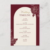 Deep Burgundy Floral Arch Wedding Timeline Card エンクロージャーカード (正面)